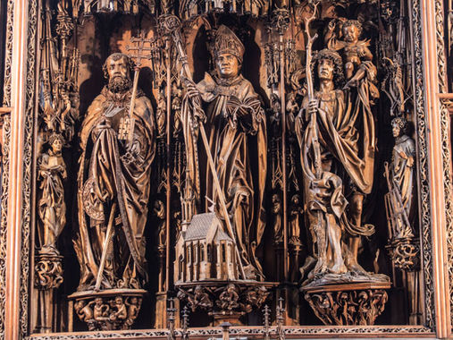 Die heiligen Petrus, Wolfgang und Christophorus im Flügelaltar von Kefermarkt