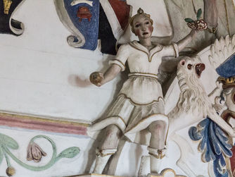 Detail aus einer Stuckdecke im Schloss Weinberg