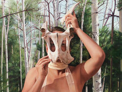 Themenführung im Museum Angerlehner "Geschlechterrollen in der Kunst" am 13. Mai 2023 um 15 Uhr. Eine Anmeldung wird erbeten! Werk: Jennifer Nehrbass, Erika as Elk, 2010, Öl auf Leinwand, 152x122cm