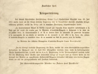 Kriegserklärung Österreich-Ungarns an Serbien, 28. Juli 1914, Wiener Zeitung, Nr. 174